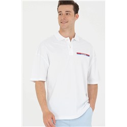Erkek Beyaz Oversize Polo Yaka Tişört
