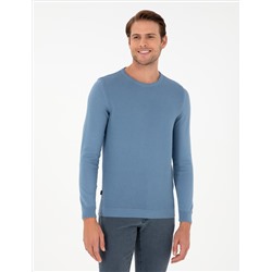 Koyu Mavi Slim Fit Bisiklet Yaka Triko Kazak