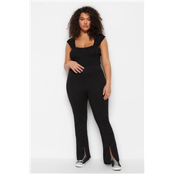Trendyol Curve Siyah Skinny Yüksek Bel Paçası Fermuarlı Örme Büyük Beden Pantolon TBBSS23AR00011
