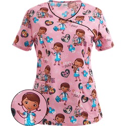 Cherokee Tooniforms Scrubs I Care For Pets Print Top