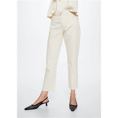 Jeans rectos tiro alto crop -  Mujer | MANGO OUTLET España