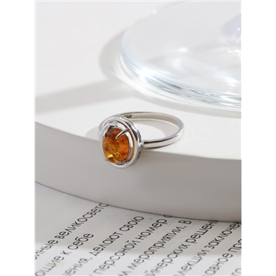Серьги из серебра с коньячным янтарём родированные 925 пробы 04-802-0169-12
