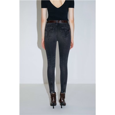 Vaquero slim fit de tiro alto Negro