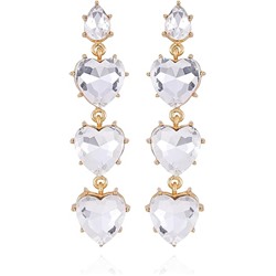 GUESS Goldtone Clear Glass Stone Heart Dangle Earrings