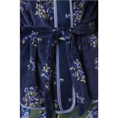 Bata corta tejido polar suave flores