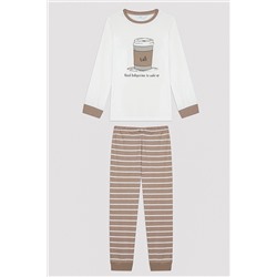 Penti Unisex Tall Fam Uzun Kollu Kırık Beyaz Pijama Takımı PNFDAJ6I23SK-B32