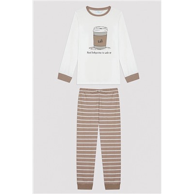 Penti Unisex Tall Fam Uzun Kollu Kırık Beyaz Pijama Takımı PNFDAJ6I23SK-B32