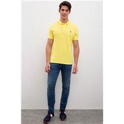 Erkek Sarı Basic Polo Yaka Tişört
