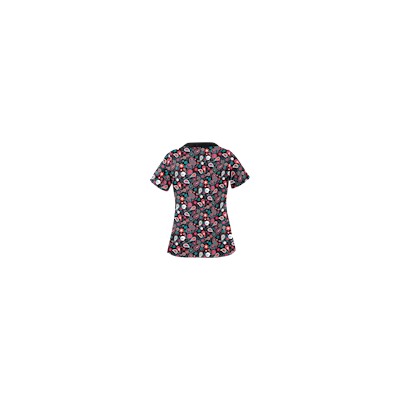 UA Party Paisley Black Print Scrub Top