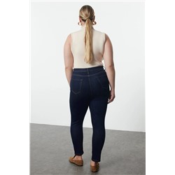 Koyu Mavi Yüksel Bel Toparlayıcı Büyük Beden Skinny Jeans TBBAW25CJ00016