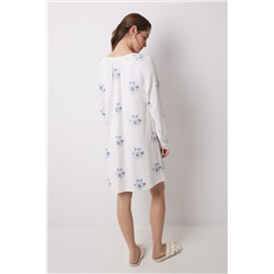 Camisón midi tejido suave flores blanco