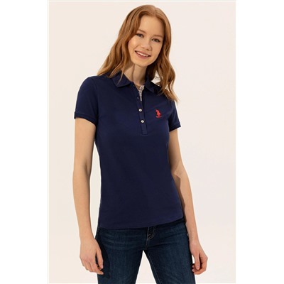 Kadın Lacivert Basic Polo Yaka Tişört