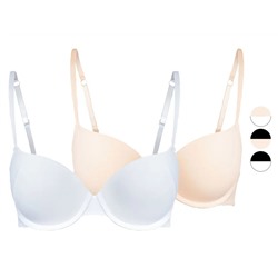 esmara Damen Push Up BHs, 2 Stück, mit verstellbaren Trägern