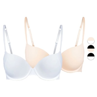 esmara Damen Push Up BHs, 2 Stück, mit verstellbaren Trägern