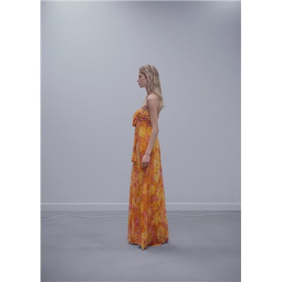 Vestido plisado escote lazo