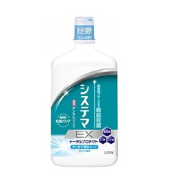 LION Ополаскиватель для рта антибактериальный Dentor systema EX dental rinse мята для профилактики кариеса спиртосодержащий флакон 450мл