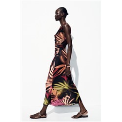 PRINTED MIDI DRESS WITH APPLIQUÉ