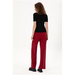 Kadın Vişne Loose Fit Triko Pantolon