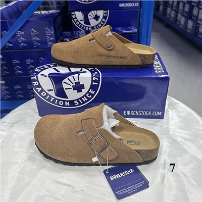Тапочки унисекс из натуральной кожи и пробковой подошвой BIRKENSTOC*K