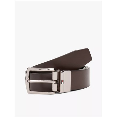 Reversible Flag Logo Loop Leather Belt