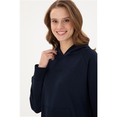 Kadın Lacivert Kapüşonlu Sweatshirt