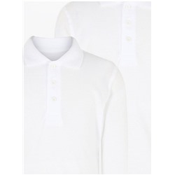 Regular Fit Long Sleeve School Polo Shirts 2 Pack
