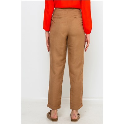 Pantalón carrot de lino Camel