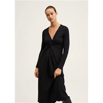 Vestido punto nudo -  Mujer | MANGO OUTLET España