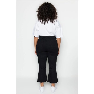 Solmayan Siyah Yüksek Bel Comfort Kısa Paça Culotte Fit Jeans TBBSS23AR00014