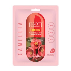 JIGOTT CAMELLIA REAL AMPOULE MASK Тканевая маска для лица с экстрактом камелии 27мл