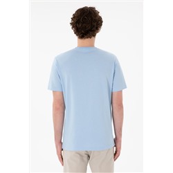 Erkek Regular Fit Bisiklet Yaka Mavi Basic Tişört