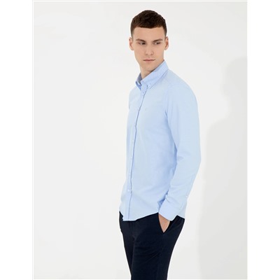 Açık Mavi Slim Fit Oxford Gömlek