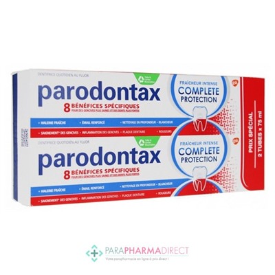Parodontax Dentifrice Fraîcheur Intense Complete Protection 2x75ml