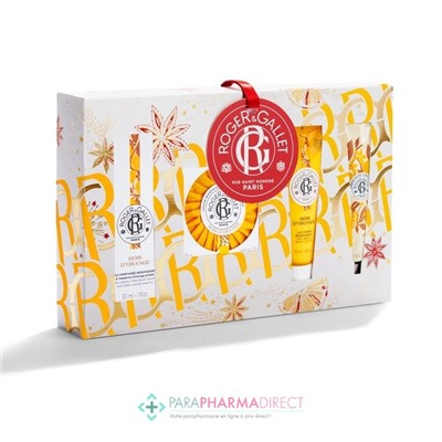 Roger & Gallet - Coffret Noël Bienfaisant Bois d'Orange (Eau Parfumée 30ml + Savon 100g + Lait Corps 50ml + Crème Mains 30ml)