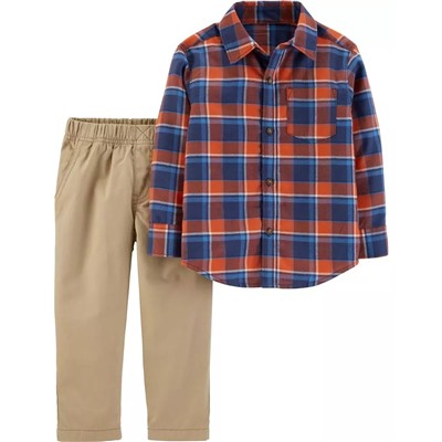 Carter's | Baby 2-Piece Chambray Button-Front Top & Dog Pant Set