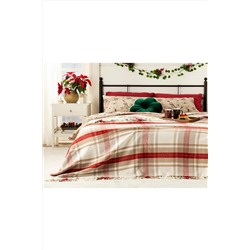 English Home Mackenzie Simli Pamuklu Tek Kişilik Battaniye 150x200 Cm Bej - Kırmızı TYC00324244254