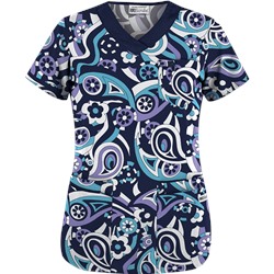 UA Paisley Showers Dark Lilac Scrub Top