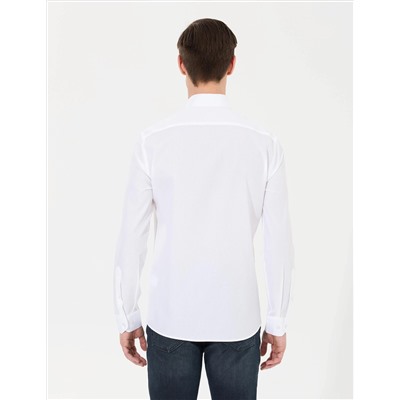Beyaz Slim Fit Uzun Kollu Gömlek