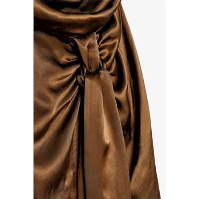 SATIN HALTER MIDI DRESS