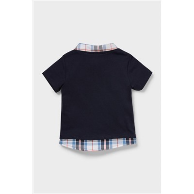 Kurzarmshirt - Bio-Baumwolle - 2-in-1-Look