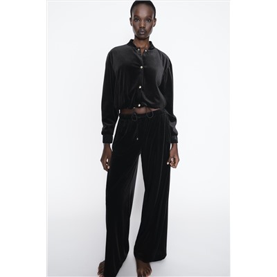 WIDE-LEG VELVET TROUSERS