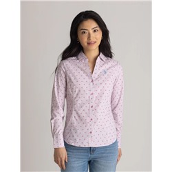 LONG SLEEVE FITTED PRINTED POPLIN SHIRT
