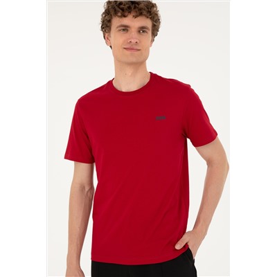 Erkek Regular Fit Bisiklet Yaka Bordo Tişört