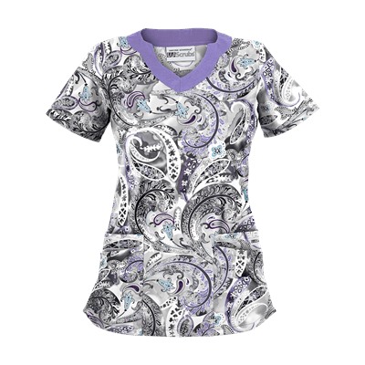 UA Charming Swirls Granite Print Scrub Top