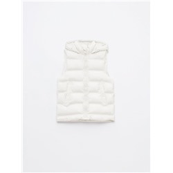 LONG QUILTED GILET WITH HOOD