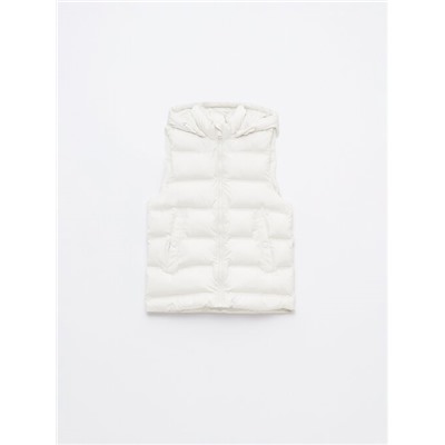 LONG QUILTED GILET WITH HOOD