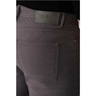 Antrasit Armürlü Esnek 5 Cepli Slim Fit Dar Kesim Kanvas Pantolon