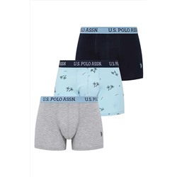 U.S. Polo Assn. Erkek Turkuaz - Lacivert - Gri Melanj 3 Lü Boxer 80446