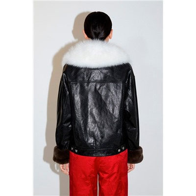 Chaqueta de piel Negro