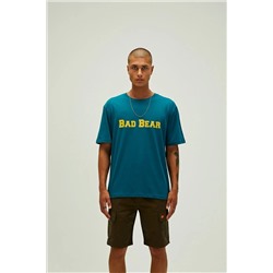 Bad Bear, Title Oversize T-shirt Petrol Mavi Baskılı Erkek Tişört